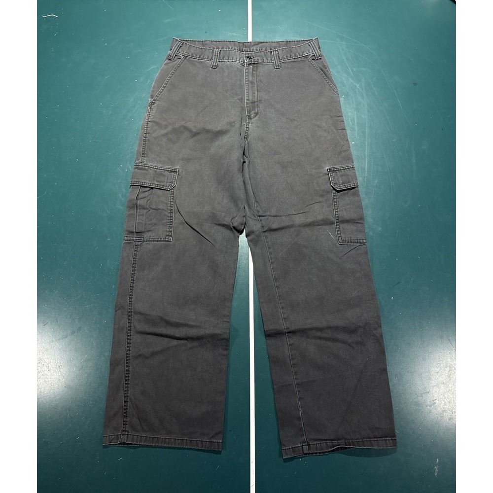 Vintage Dickies Cargo Pants 32x31 Baggy Relaxed Fit Sun Faded Black 10.5" Leg